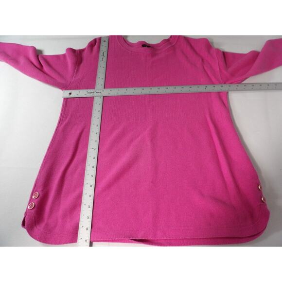 Talbots Plus X (XL) Sweater Pink Tight Knit Pullover Valentines Gold Buttons - Picture 9 of 11